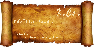 Kállai Csaba névjegykártya